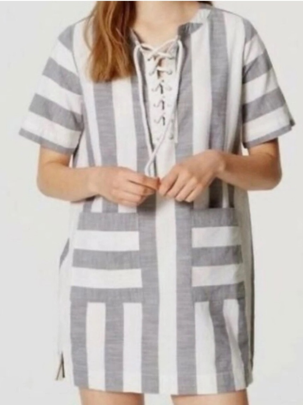 Ann Taylor Loft Beach Womens Striped Summer Tunic/Dress Size 8 Beach Cover-up